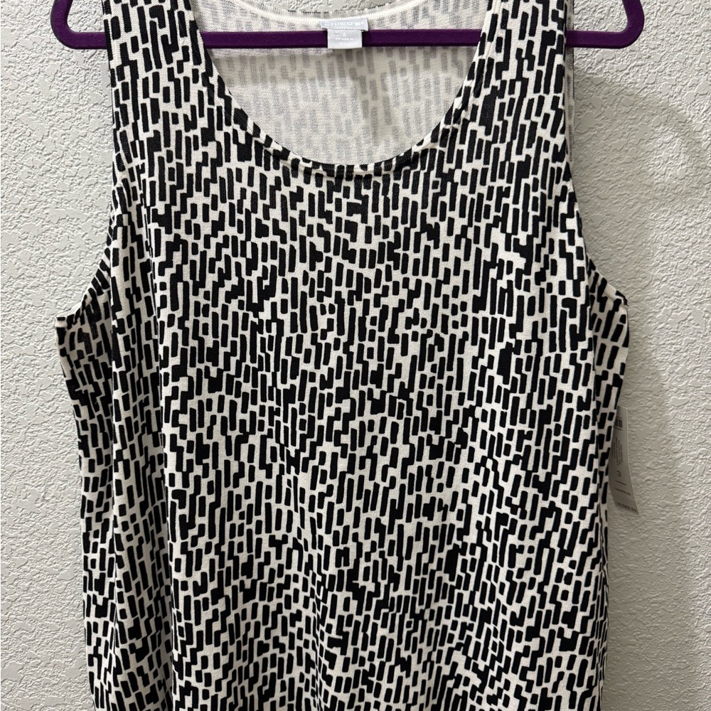 Chicos Women's Black & White Slinky Stretch Sleeveless Blouse Top SZ 3 XL NWT